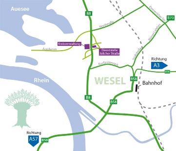 Wegbeschreibung Kreishaus Wesel